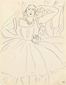 Kobieta w wieczorowej sukni (pióro i tusz na papierze) autorstwa Henri Matisse
