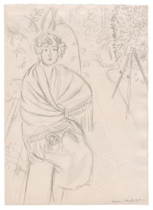 Kobieta z szalem, w ogrodzie autorstwa Henri Matisse