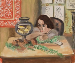 Młoda kobieta przed akwarium (Jeune fille devant un aquarium) autorstwa Henri Matisse