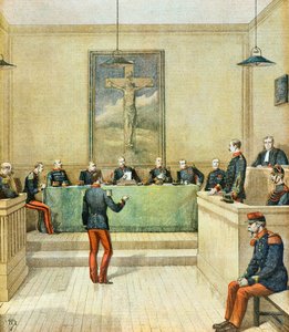 Kapitan Dreyfus przed Radą Wojenną autorstwa Henri Meyer