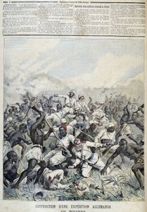 Zniszczenie niemieckiej wyprawy do Afryki - w „Le Petit Journal” z 10.03.1891 r. autorstwa Henri Meyer