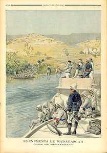 Wydarzenia na Madagaskarze: Zdobycie Mevatanany, ilustracja z Le Petit Journal, 30 czerwca 1895 r. autorstwa Henri Meyer