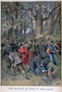 Walka między żandarmami i cywilami w Bois de Boulogne, Paryż, 1895