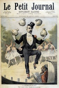 Georges Clemenceau żonglujący funtami - w „Le Petite Journal” z 19.08.1893 autorstwa Henri Meyer