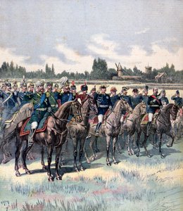 Przegląd wojskowy z generałem Saussierem i zagranicznymi attache wojskowymi, 14 lipca 1891 r. autorstwa Henri Meyer