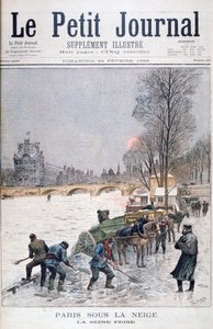 Zamarznięta Sekwana, zima, Paryż, 1895
