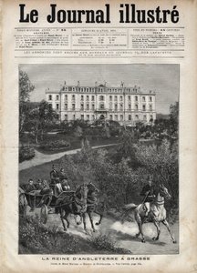 Wiktoria królowa Anglii we Francji w kwietniu 1891: Spacer w Grasse - Królowa Wiktoria a Grasse we Francji w kwietniu 1891 - Okładka „The Illustrous Journal” z 1891 – Rysunek Henri Meyera (1844-1899) autorstwa Henri Meyer