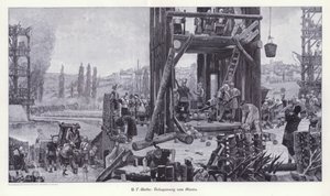 Oblężenie Alezji, Galii, 52 pne, Ilustracja ze Sztuki Współczesnej w Mistrzowskich Drzeworytach (Richard Bong, Berlin, ok. 1904 (rycina) autorstwa Henri Paul (after) Motte