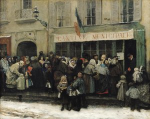 Uma cozinha de sopa durante o cerco de Paris, depois de 1870 (óleo sobre tela)polonês