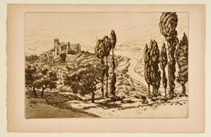 [Bazylika w Asyżu widziana z La Rocca] autorstwa Henri Rivière