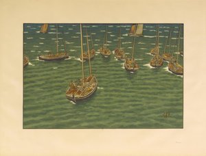 Łodzie na kotwicy w Tréboul autorstwa Henri Rivière