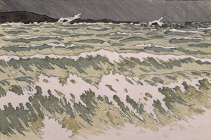 Deszcz na morzu (akwarela na papierze) autorstwa Henri Rivière