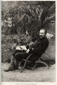Portret autora dr Charles Edouard Hocquard (1853-1911), kierunek medyczny I klasy. Grawerowanie autorstwa Thiriata, aby zilustrować historię „Trente mois au Tonkin” autorstwa dr. Charlesa Edouarda Hocquarda (1853-1911), w 1885 r. w Le tour du monde, nouvea autorstwa Henri Thiriat