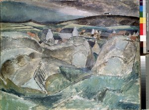 Wioska wśród skał. Obraz Henri Victora Gabriela Le Fauconniera (1881-1946)