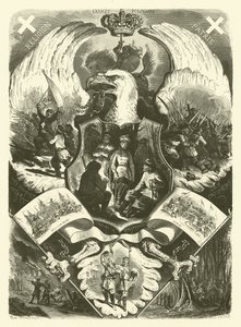 Żołnierze i umundurowanie Wojska Polskiego w okresie powstania 1863-1864 przeciw zaborowi rosyjskiemu (rycina)