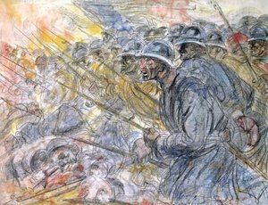 Szturm, Verdun (ołówek i wc na papierze)