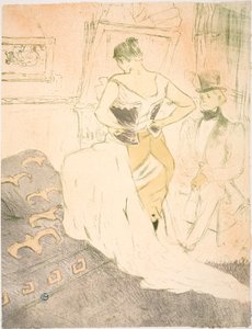 Kobieta w gorsecie, podbój przejścia autorstwa Henri de Toulouse-Lautrec