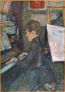 Panna Dihau przy fortepianie ... autorstwa Henri de Toulouse-Lautrec