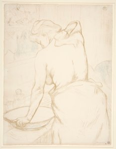 Femme qui se lave, la toilette (Kobieta w toalecie, Myjąca się), z serii Elles autorstwa Henri de Toulouse-Lautrec