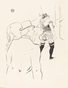 Na skrzydłach Folies-Bergere: Pani Lona Barrison ze swoim kierownikiem i mężem, 1895. autorstwa Henri de Toulouse Lautrec
