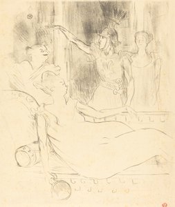 Pani Simon-Girard, Brasseur i Guy w "La belle Helene" autorstwa Henri de Toulouse-Lautrec