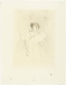 Portret aktorki Luce Myres z fan Luce Myres de face autorstwa Henri de Toulouse Lautrec