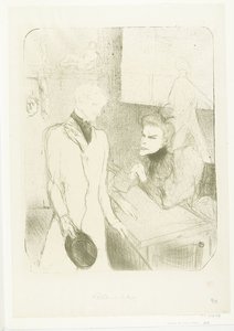 Portret van aktorki Marthe Brandès jako aktor Charles le Bargy w toneelstuk Les Cabotins Brandès i Bargy w Cabotins autorstwa Henri de Toulouse Lautrec