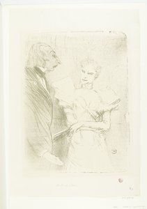 Portret van aktorka Marthe Brandès jako aktor Louis-Pierre Leloir w toneelstuk Les Cabotins Brandès i Leloir w Cabotins autorstwa Henri de Toulouse Lautrec