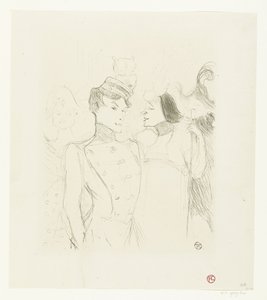 Portret aktorek Marcelle Lender en Eve Lavallière in een revue in het Théâtre des Variétés Pożyczkodawca i Lavalliere autorstwa Henri de Toulouse Lautrec