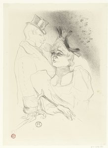 Portret piosenkarki Marcelle Lender i komika Louisa Boucheneza z barona podczas występu Mademoiselle Pożyczkodawca i Baron autorstwa Henri de Toulouse Lautrec