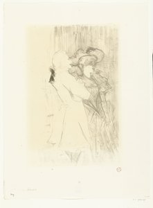Portret piosenkarki Marcelle Lender i piosenkarki Numy Auguez w operetce La Chanson de Fortunio Pożyczkodawca i Aguez autorstwa Henri de Toulouse Lautrec