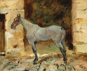 Koń na uwięzi; attache kawalerski, ok. 1881 autorstwa Henri de Toulouse Lautrec