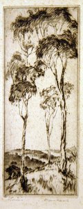 Drzewa dzięciołowe (akwaforta) autorstwa Henri van Raalte