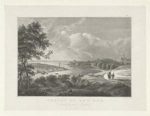 Widok na Ren poniżej Arnhem Widok na Ren (tytuł na obiekcie) Sceny z okolic miasta Arnhem (tytuł serii) autorstwa Henricus Wilhelmus Couwenberg