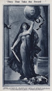 Nemezis, karykatura o klęsce cesarza Wilhelma II i Niemiec w I wojnie światowej wystawiona w Akademii Królewskiej (lito) autorstwa Henrietta (after) Rae