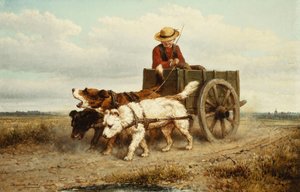 Wózek dla psów, autorstwa Henriëtte Ronner Knip