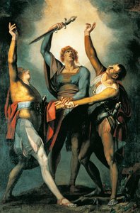 Trzej konfederaci podczas przysięgi Rutli autorstwa Johann Heinrich Füssli