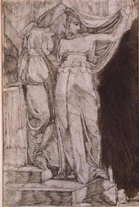 Dwie postacie kobiece stojące na schodach, Rzym, maj 1787 autorstwa Johann Heinrich Füssli