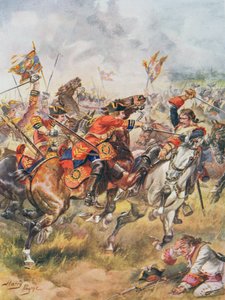 Szarża Trzecich Dragonów, ilustracja z "Glorious Battles of English History" autorstwa majora C.H. Wylly