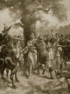 St Edmund zabity przez Duńczyków, 870 AD, ilustracja z „Hutchinson