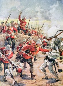 Szturmowanie okopów, ilustracja z „Glorious Battles of English History” majora C.H. Wylly, lata 20.
