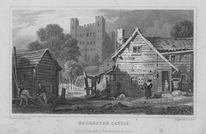 Zamek Rochester, Kent (grawerowanie) autorstwa Henry Adlard