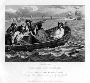 Bezczynny uczeń zawrócił i wysłał w morze, tablica V Przemysł i bezczynność, 1833.