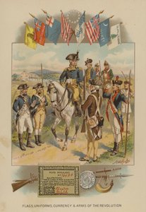 Flagi, mundury, waluta i broń rewolucji amerykańskiej (chromolitho)