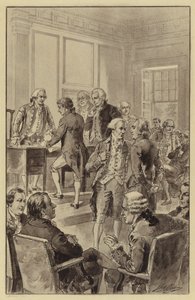 Podpisanie Deklaracji Niepodległości, 4 lipca 1776 (lito) autorstwa Henry Alexander (after) Ogden