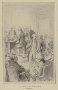 Podpisanie Deklaracji Niepodległości, 4 lipca 1776 (lito) autorstwa Henry Alexander (after) Ogden