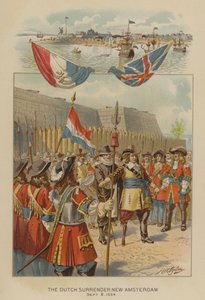 Holenderska kapitulacja Nowy Amsterdam, 8 września 1664 (chromolitho) autorstwa Henry Alexander (after) Ogden