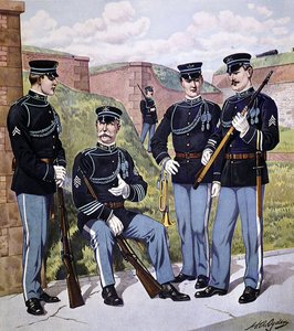 Pełen strój piechoty amerykańskiej 1902-07 uzbrojony w karabinek z magazynkiem amerykański model 1903 (kolor lito) autorstwa Henry Alexander (after) Ogden