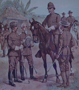 Wojna hiszpańsko-amerykańska 1898, wojska amerykańskie, zamontowane Gen Lawton, dowódca 2. dywizji 5. Korpusu Armii, na Kubie autorstwa Henry Alexander Ogden