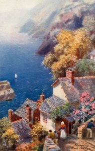 Rose Cottage, Clovelly (kolorowa litografia) autorstwa Henry B. (after) Wimbush